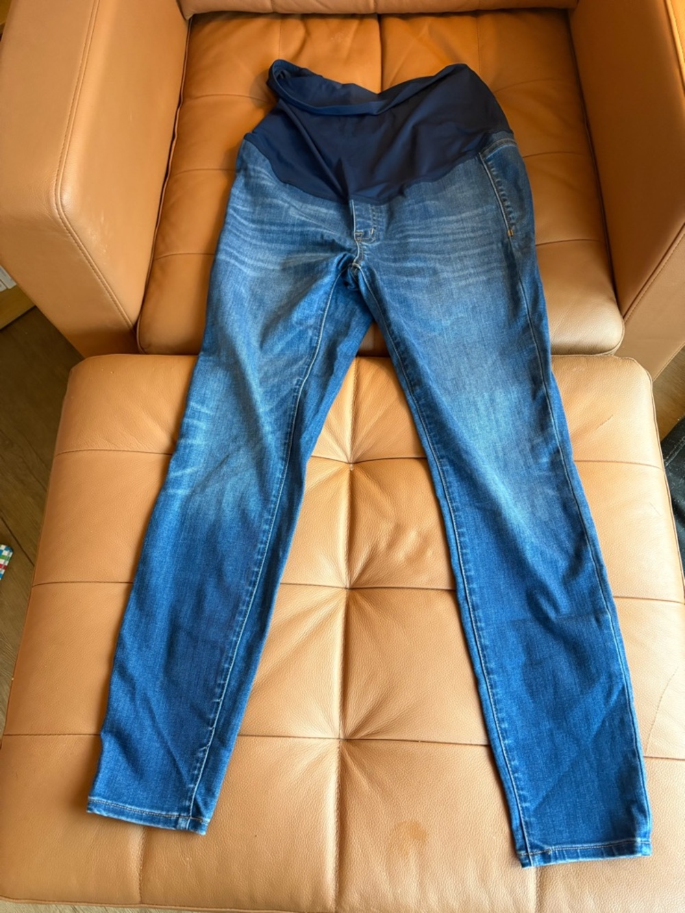 Madewell Blue Maternity Skinny Jeans Size 28 with Navy Over-Belly Panel